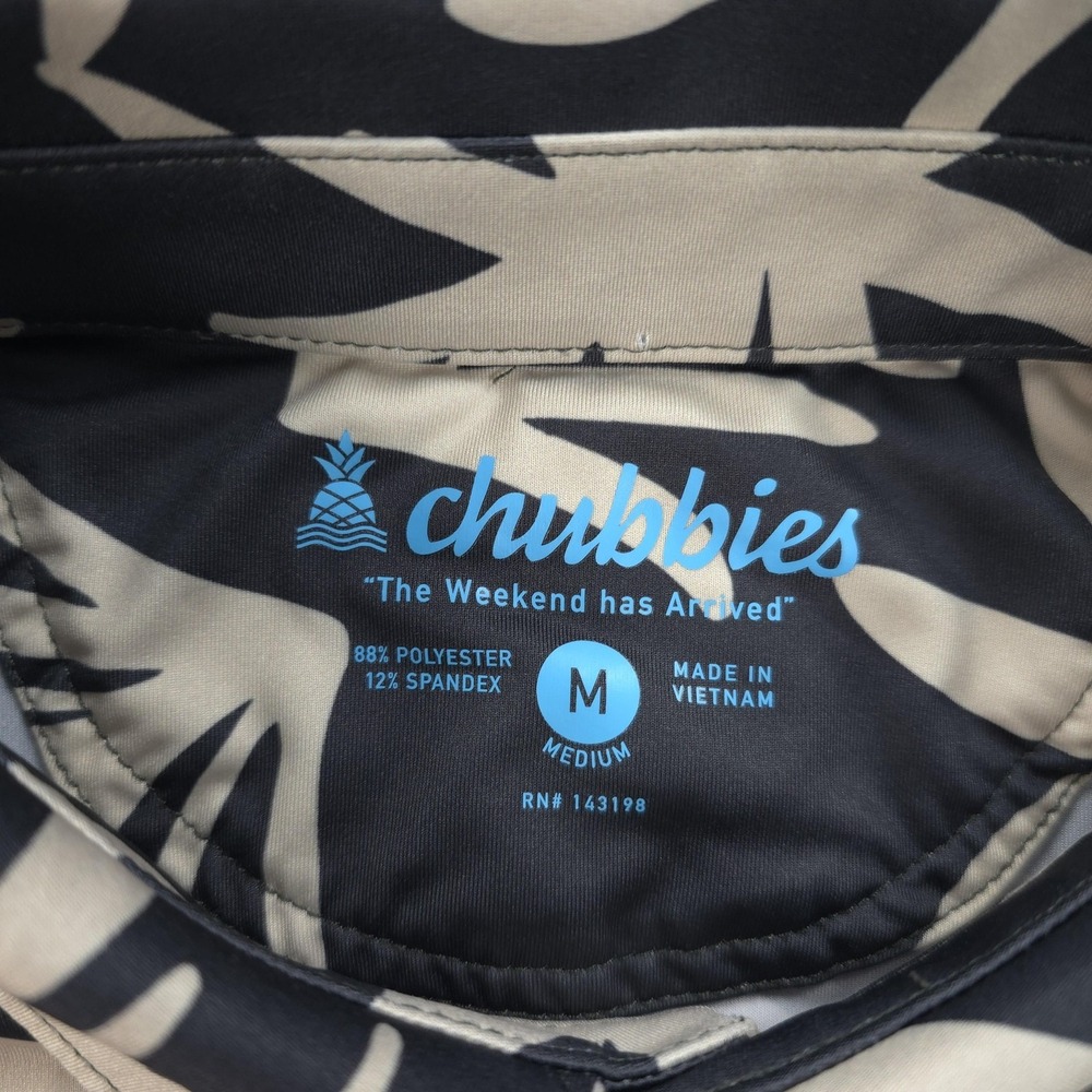 Chubbies Polo Shirt Mens M Blue Palm Print Tropical Performance Stretch Golf - Picture 4 of 9